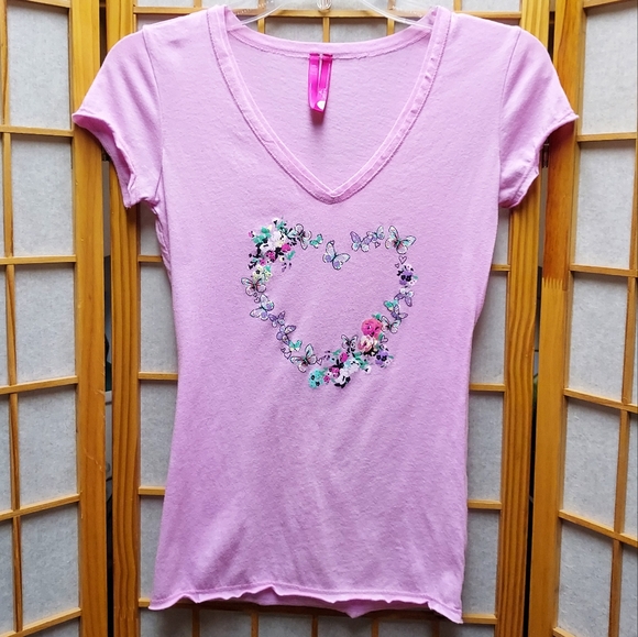 Jenni Tops - 🦋 Jenni butterfly floral heart shirt junior's S women's XS